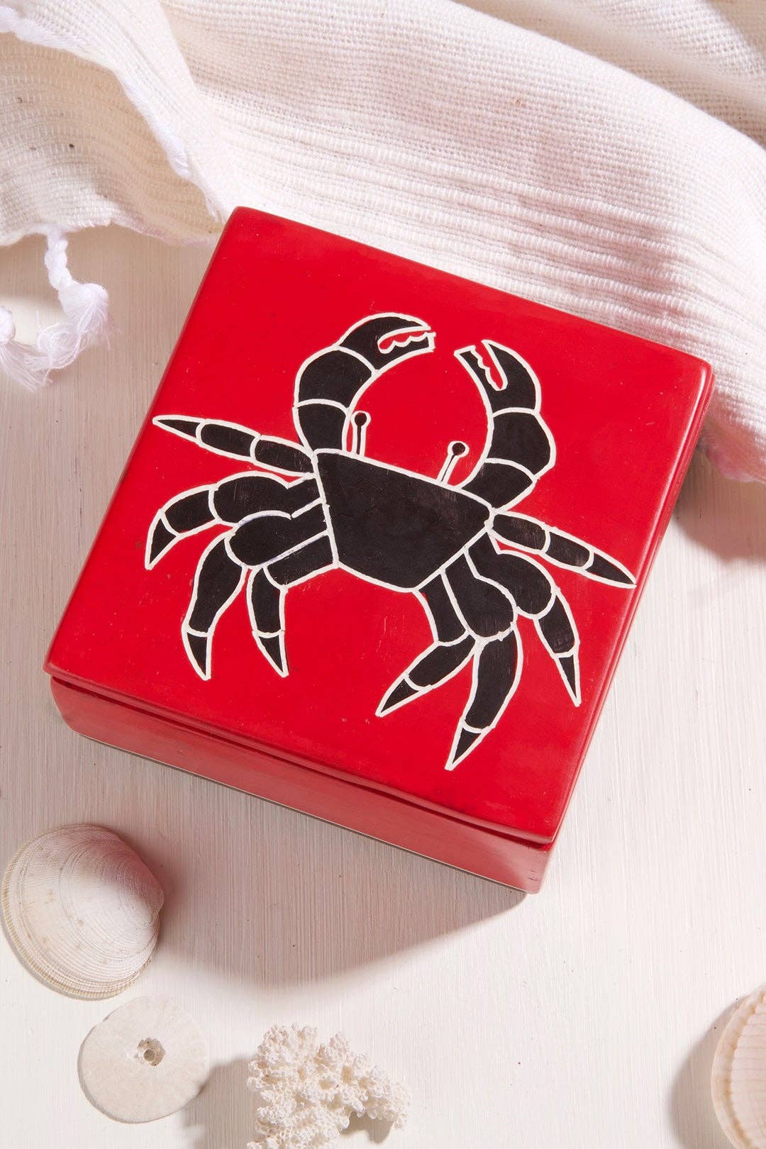 Red Coastal Crab Soapstone Boxes