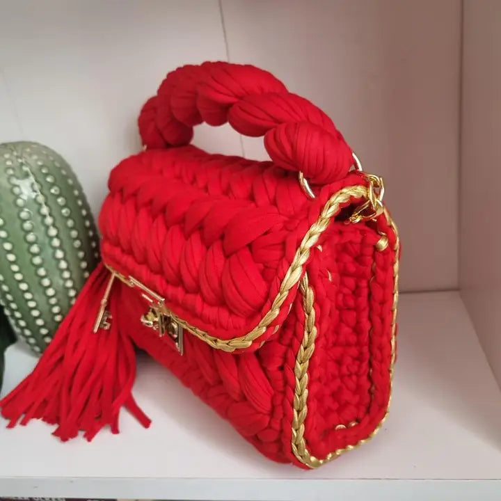 Red & Gold Crochet Bag