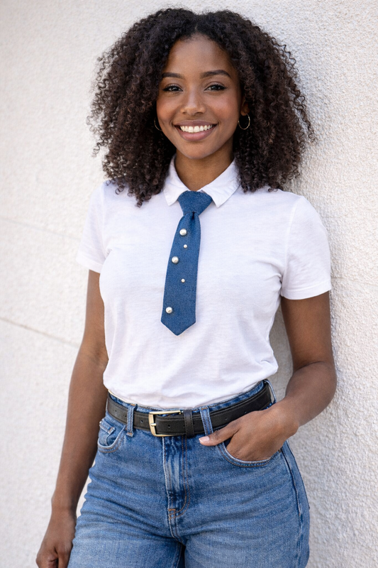 Blue Denim Glam Tie