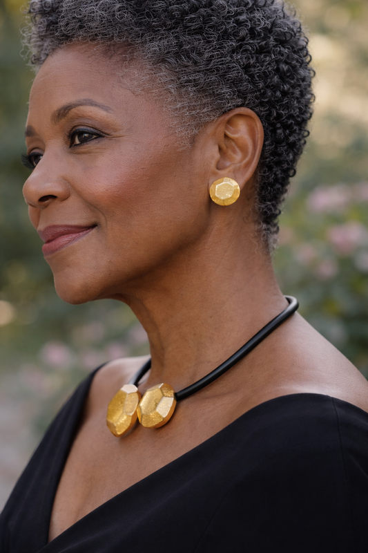 Golden Facet Stud Earrings