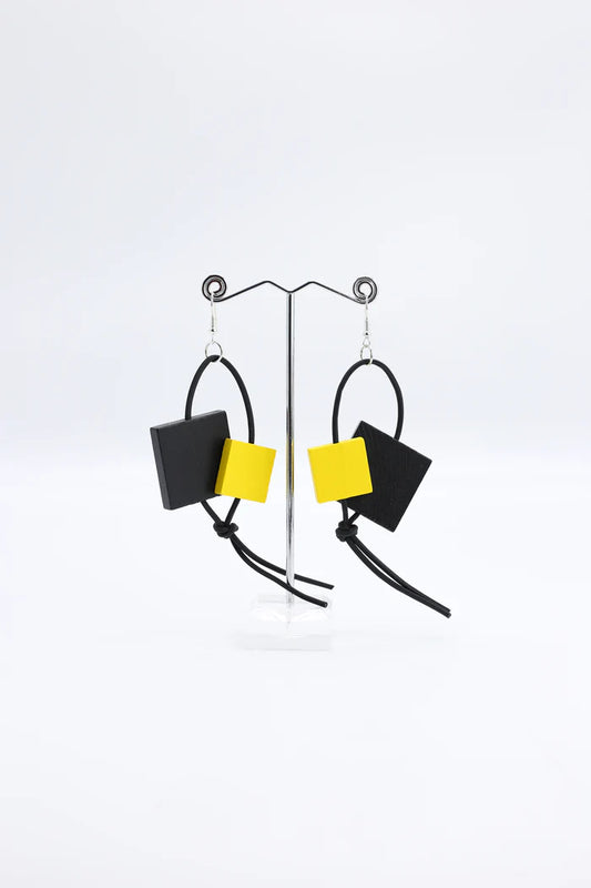 Squared Elegance Leatherette Hoop Earrings