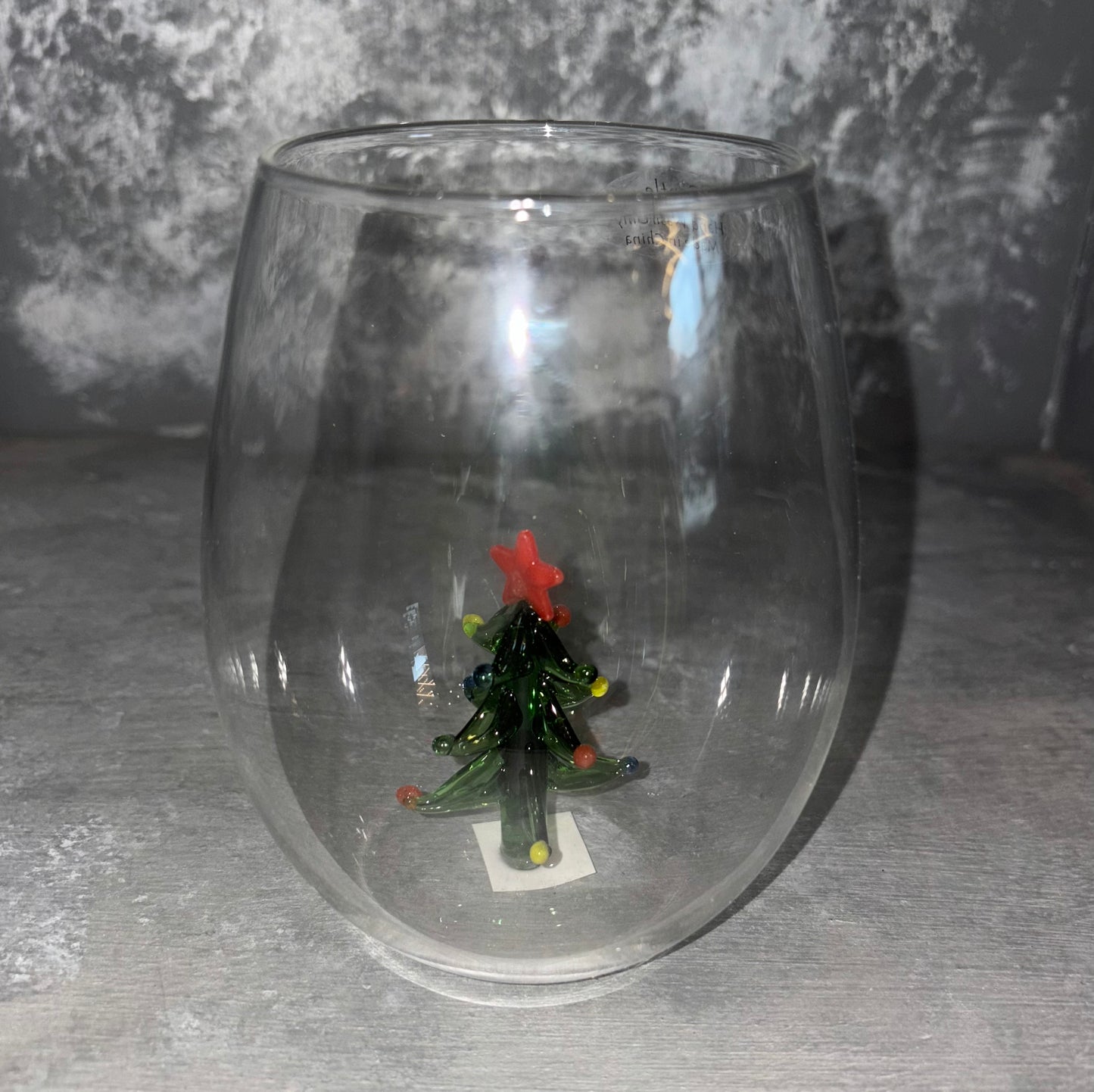 Wine Glass Cup With 3D  Christmas Tree