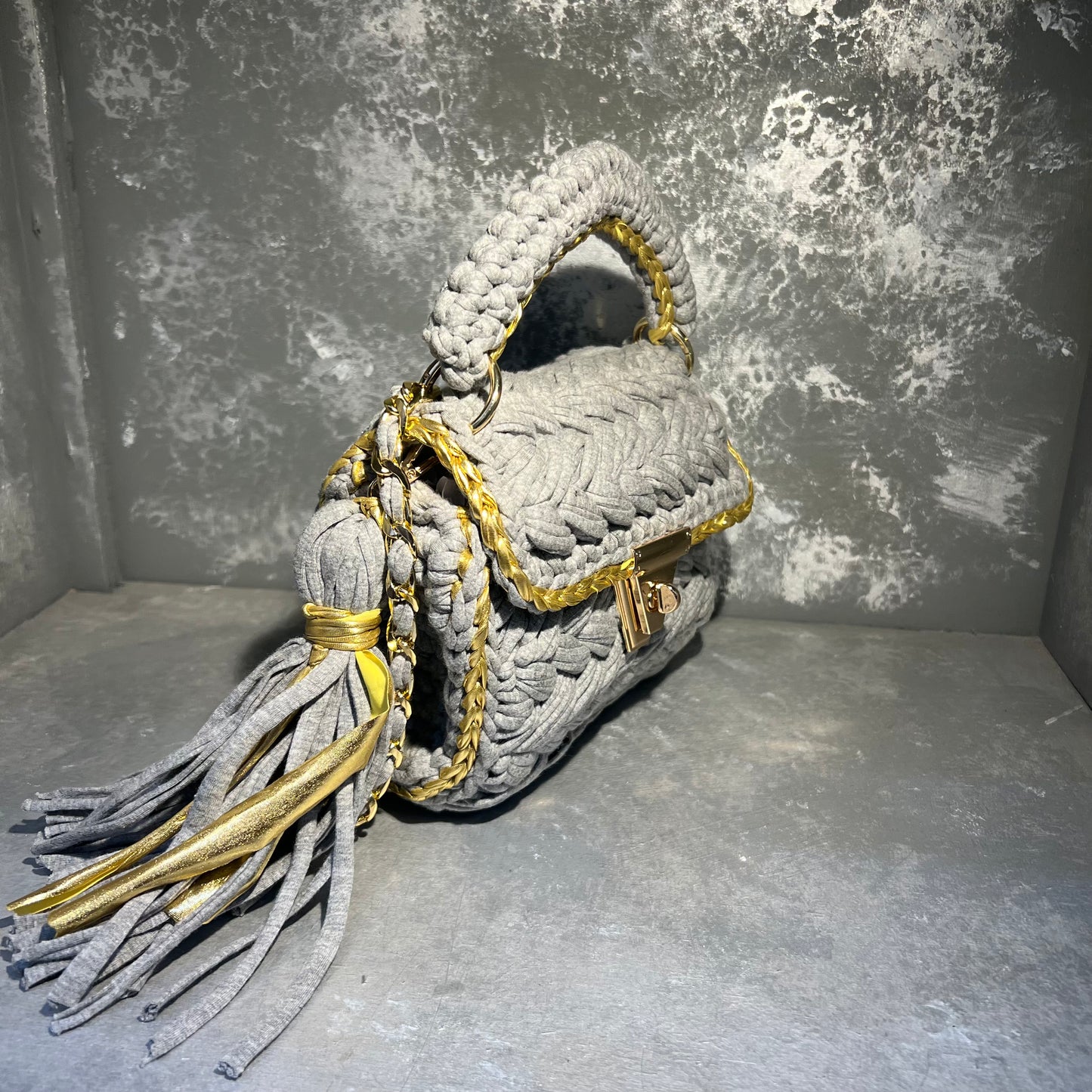 Grey Knit Bag