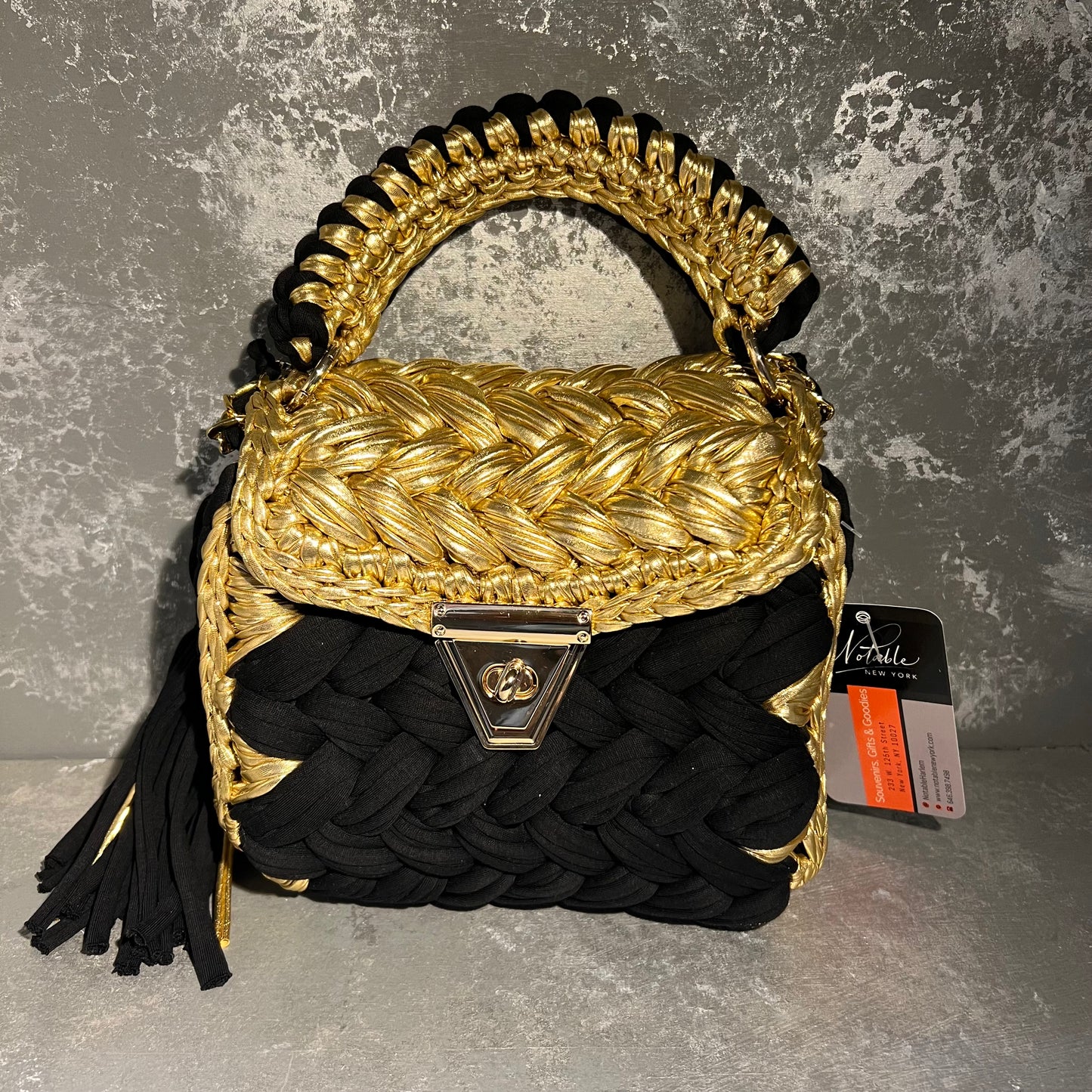 Black & Gold Knit Bag