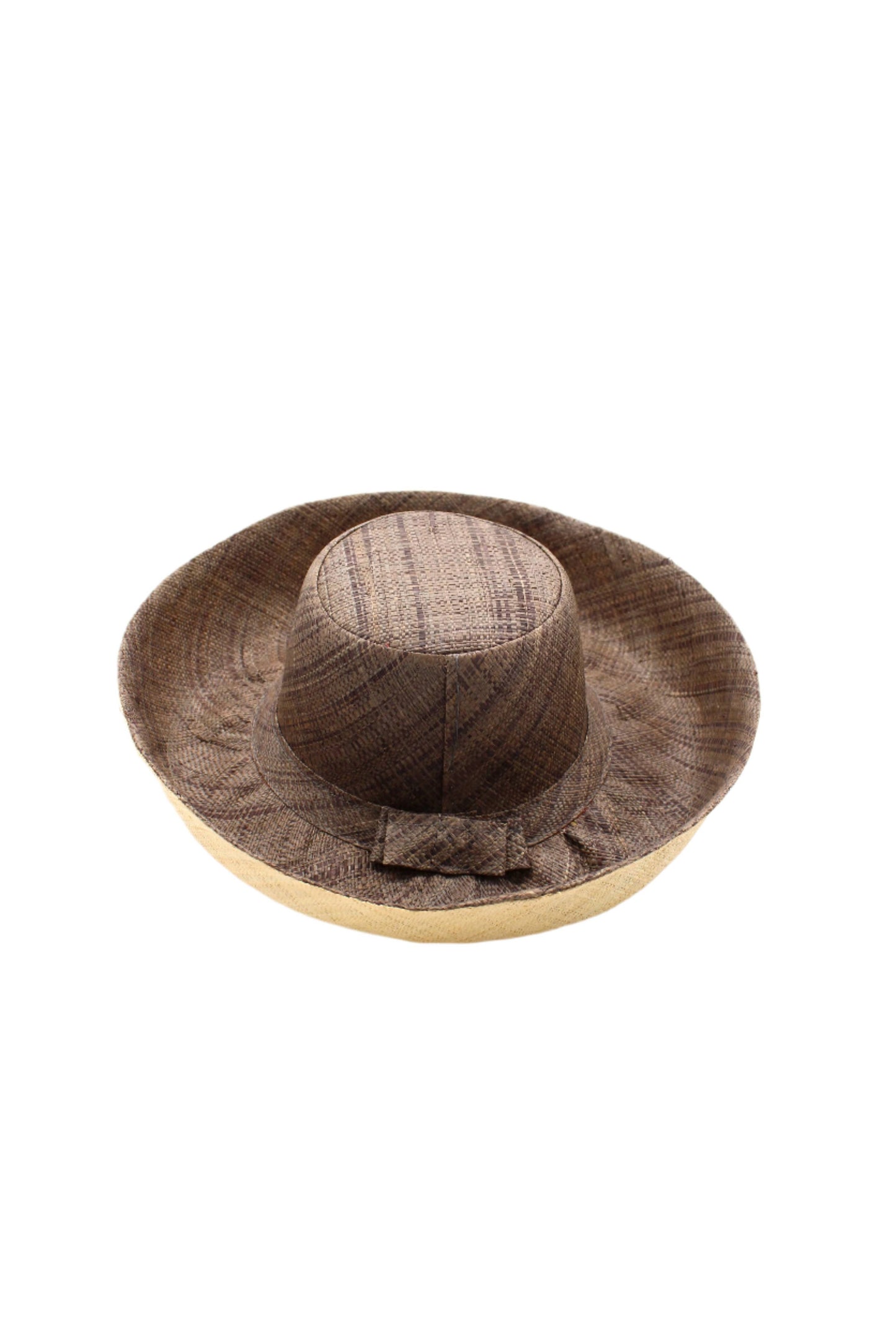 Wide Brim Two Tone Packable Straw Sun Hats