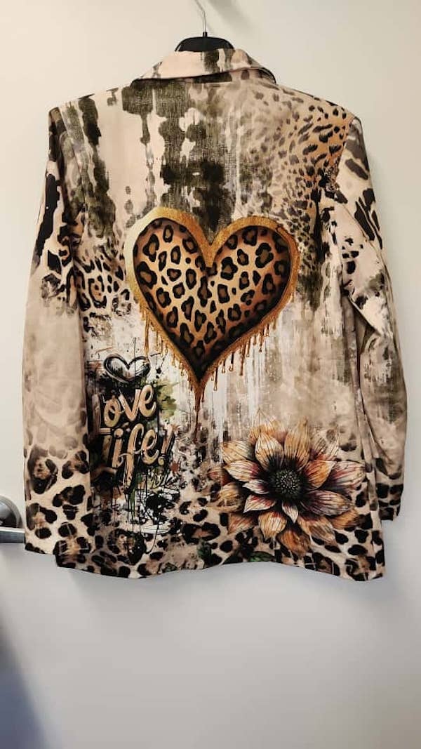 Love Life Leopard Heart Print Blazer