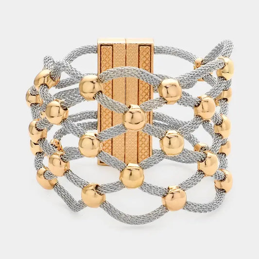 Metallic Mesh Ball Magnet Bracelet