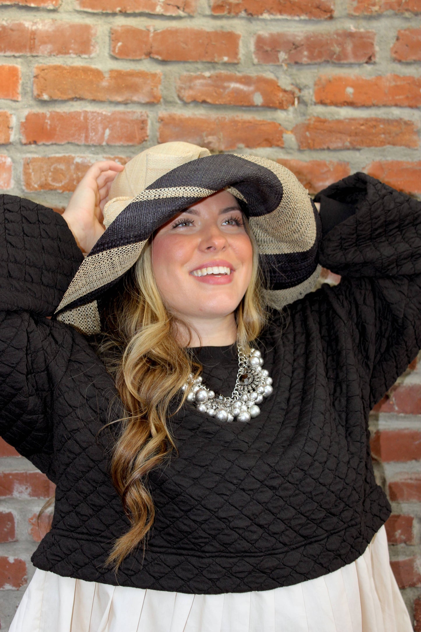 Wide Brim Big Bow Stripe Straw Sun Hats