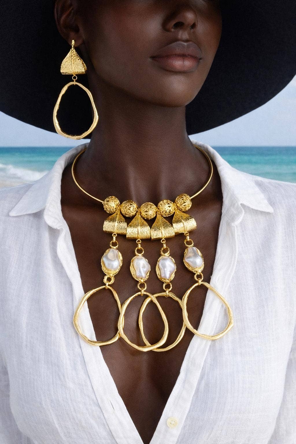 Statement Set with Baroque Glass Pearls