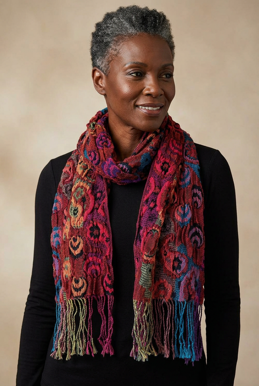 Black woman wearing the Ruffle Scarf