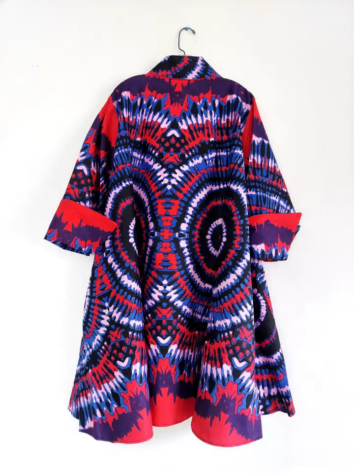 Midnight Bloom Tie-Dye Swing Dress