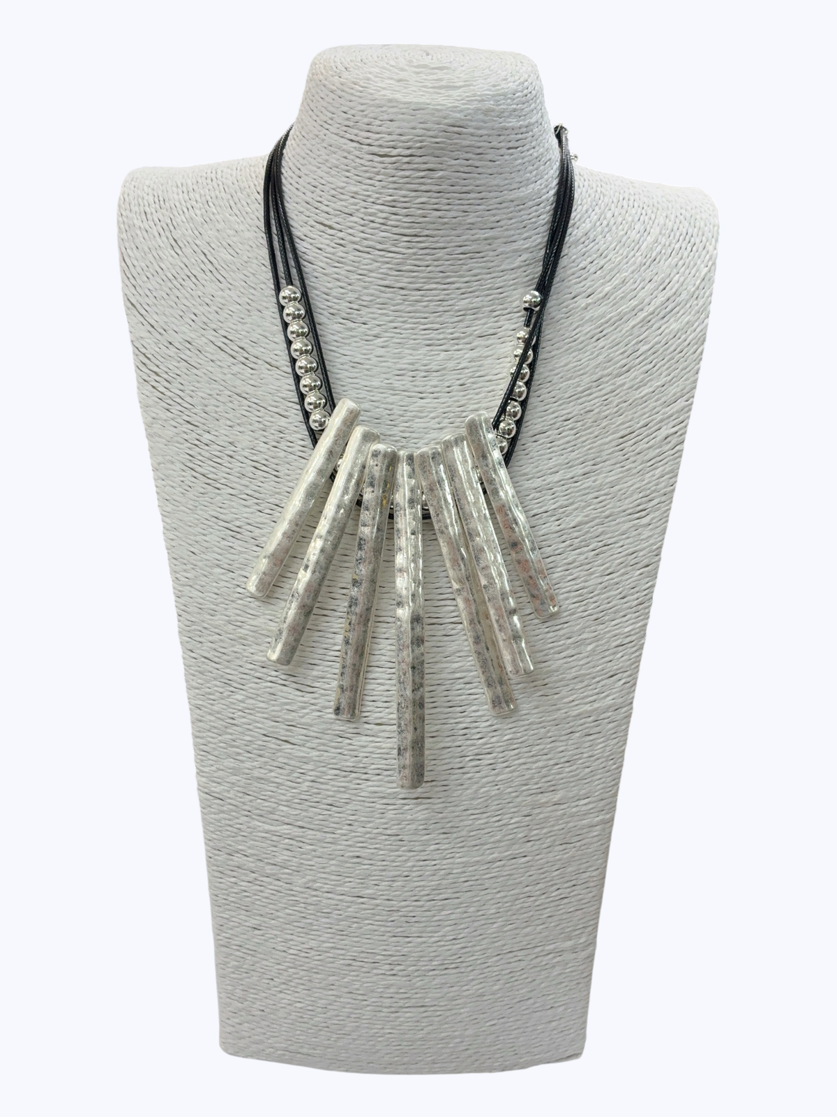 Hammered Silver Bar Short Necklace