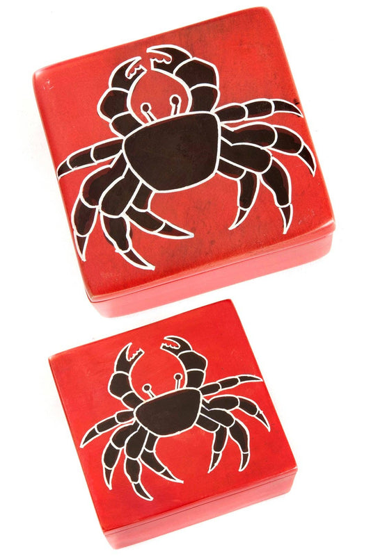 Red Coastal Crab Soapstone Boxes
