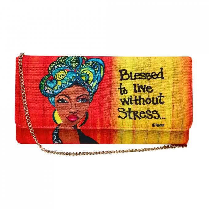 Blessed To Live Without Stress Clutch Bag