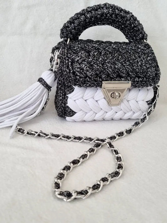 Black & White Crochet Bag