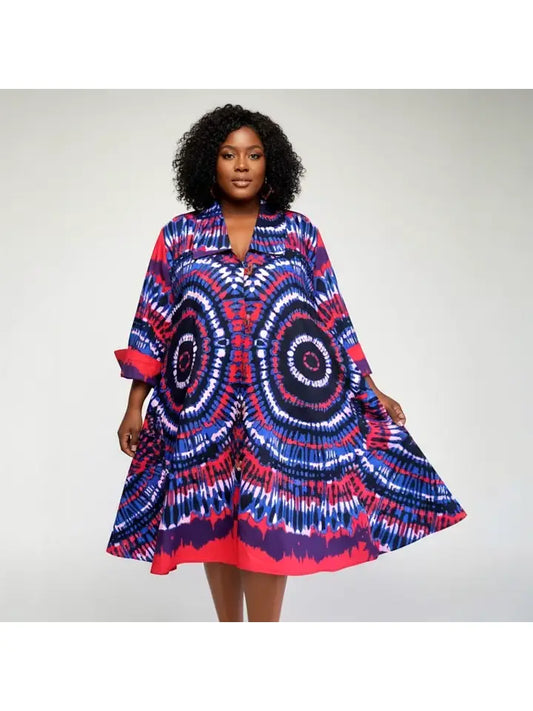 Midnight Bloom Tie-Dye Swing Dress