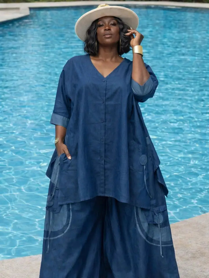 Indigo Breeze Tunic Palazzo Set