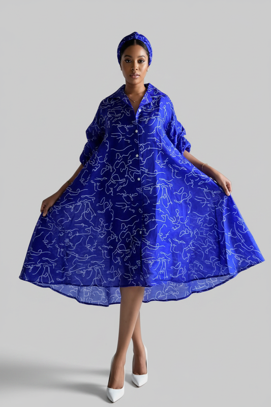 Swing Dress Blue White