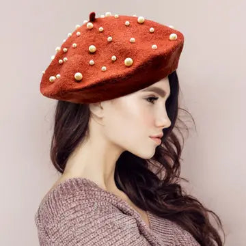 Pearl Accent Classic Beret