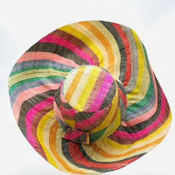 Sun Hats: Colored Stripes Packable Brim Raffia Straw