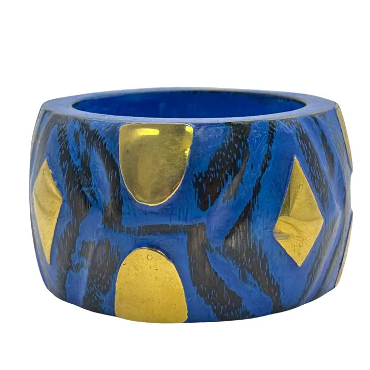 Handcrafted Wooden Bangle with Brass Inlays